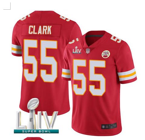 Men Kansas City Chiefs #55 Clark Red Super Bowl LIV 2020 Stitched NFL Vapor Untouchable Limited Jersey